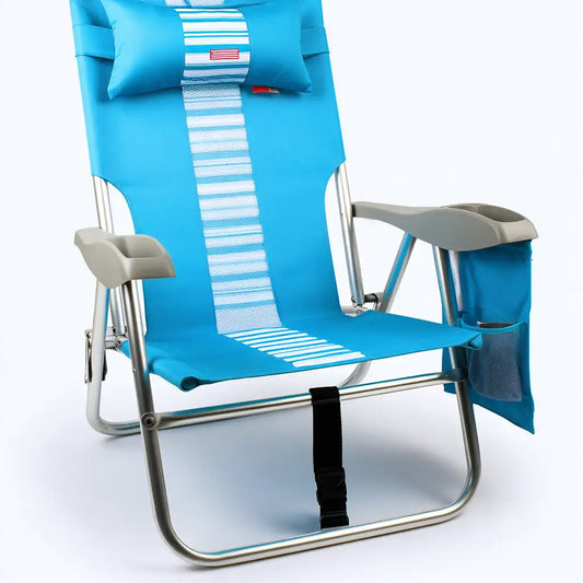 Sedia pieghevole da esterno dalle linee moderne, azzurro, per la casa