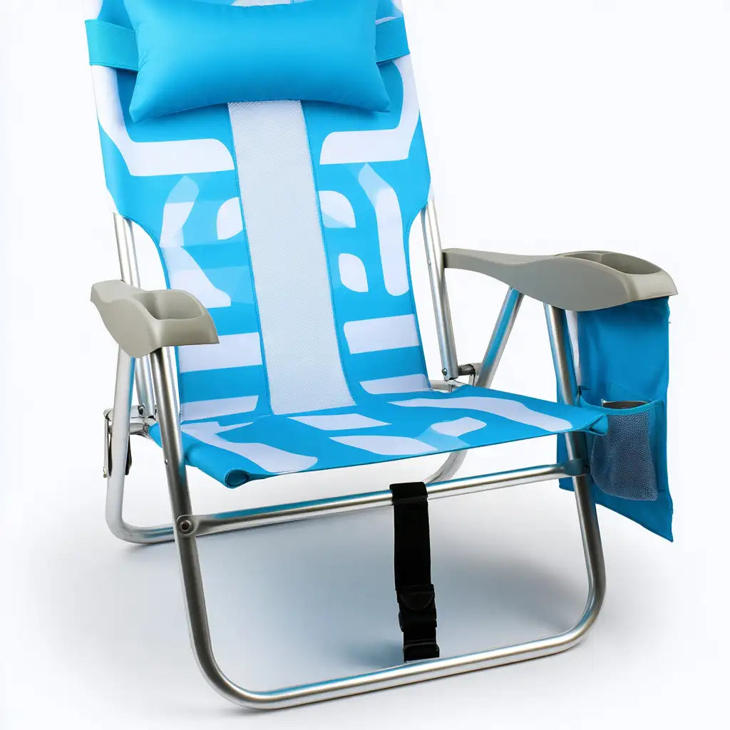Sedia pieghevole da esterno dal design essenziale, azzurro, per la casa